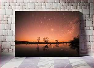 Πίνακας, Star Trails Over a Reflective Lake Αστρικά μονοπάτια πάνω από μια αντανακλαστική λίμνη