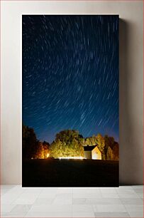 Πίνακας, Starry Night over Quiet Cabin Έναστρη νύχτα πάνω από την ήσυχη καμπίνα