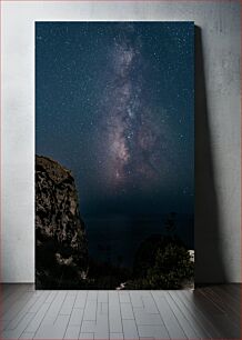 Πίνακας, Starry Sky Over Rocky Landscape Έναστρος Ουρανός Πάνω από Βραχώδες Τοπίο