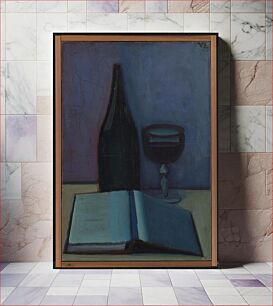 Πίνακας, Still Life with a Book, a Glass and a Bottle by Vilhelm Lundstrøm