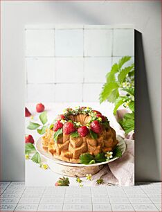 Πίνακας, Strawberry Cake with Fresh Decoration Κέικ φράουλα με φρέσκια διακόσμηση