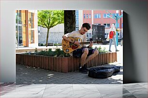 Πίνακας, Street Musician Playing Guitar Μουσικός του δρόμου που παίζει κιθάρα