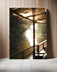 Πίνακας, Sunlit River with Lush Foliage Ηλιόλουστο ποτάμι με πλούσιο φύλλωμα