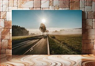 Πίνακας, Sunrise Over a Misty Road Ανατολή ηλίου πάνω από έναν ομιχλώδη δρόμο