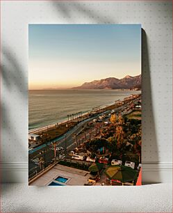 Πίνακας, Sunset Coastal View with Road and Mountains Ηλιοβασίλεμα παράκτια θέα με δρόμο και βουνά