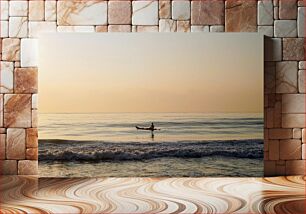 Πίνακας, Sunset Kayaking on Calm Sea Ηλιοβασίλεμα καγιάκ στην ήρεμη θάλασσα