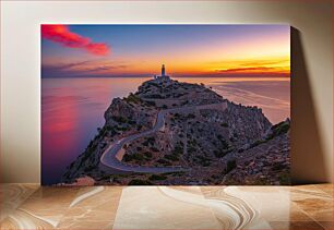 Πίνακας, Sunset Lighthouse on Rocky Cliff Φάρος Sunset στο Rocky Cliff