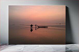 Πίνακας, Sunset on the Beach with Fishermen Ηλιοβασίλεμα στην παραλία με τους ψαράδες