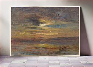 Πίνακας, Sunset over a Pond (ca. 1880) by François–Auguste Ravier