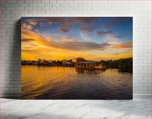 Πίνακας, Sunset Over Floating Village Ηλιοβασίλεμα πάνω από το πλωτό χωριό