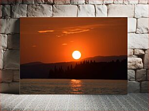 Πίνακας, Sunset over Hills and Water Ηλιοβασίλεμα πάνω από λόφους και νερό