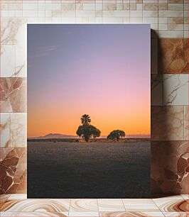 Πίνακας, Sunset Over Landscape with Trees Ηλιοβασίλεμα πάνω από το τοπίο με τα δέντρα