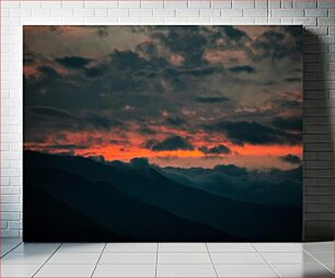 Πίνακας, Sunset Over Mountains Ηλιοβασίλεμα πάνω από βουνά