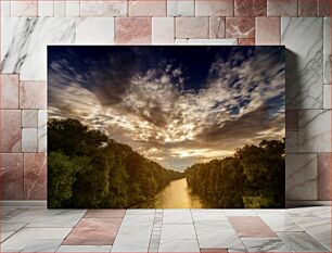 Πίνακας, Sunset Over River Ηλιοβασίλεμα πέρα ​​από τον ποταμό