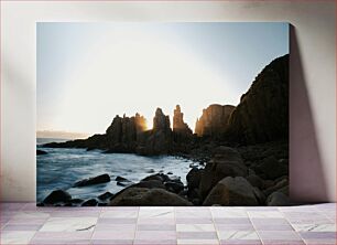 Πίνακας, Sunset Over Rocky Coastline Ηλιοβασίλεμα πάνω από τη βραχώδη ακτή