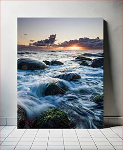 Πίνακας, Sunset Over Rocky Shore Ηλιοβασίλεμα πέρα ​​από τη βραχώδη ακτή