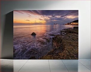 Πίνακας, Sunset Over Rocky Shore Ηλιοβασίλεμα πέρα ​​από τη βραχώδη ακτή