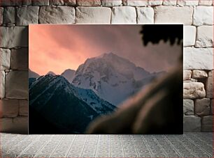 Πίνακας, Sunset Over Snowy Mountain Peaks Ηλιοβασίλεμα πάνω από τις χιονισμένες βουνοκορφές