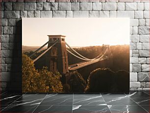 Πίνακας, Sunset Over Suspension Bridge Ηλιοβασίλεμα πάνω από την κρεμαστή γέφυρα