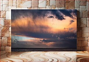 Πίνακας, Sunset Over the Sea with Birds Ηλιοβασίλεμα πάνω από τη θάλασσα με πουλιά