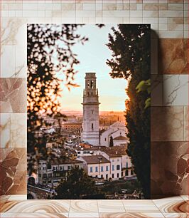 Πίνακας, Sunset View of Italian City Θέα στο ηλιοβασίλεμα της ιταλικής πόλης