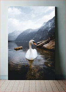 Πίνακας, Swan in Mountain Lake Κύκνος στην ορεινή λίμνη