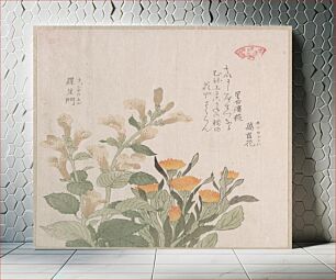 Πίνακας, The Common Marigold and The Rajoman Flowers by Kubo Shunman