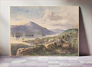 Πίνακας, The Heights over Foilhummerum Bay, Valentia, the William Corey Heading Seawards, Laying the Shore-end of the Atlantic Telegraph Cable, July 7th, 1866 by Robert Charles Dudley