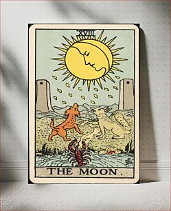 Πίνακας, The Moon card from the Waite-Smith tarot deck created by A