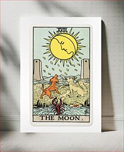 Πίνακας, The Moon, Waite-Smith Tarot Deck (1909) chromolithograph by Pamela Colman Smith