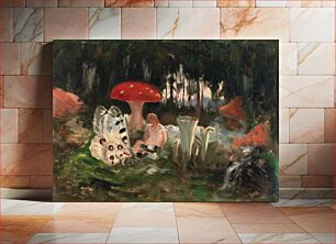 Πίνακας, The princess and a butterfly underneath a fly agaric, sketch for the painitng farity tale princess (1895 - 1896) impressionism art by Torsten Wasastjerna