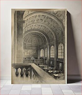 Πίνακας, The reading room -- Bates Hall (1896) by Ernest C Peixotto