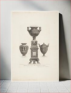 Πίνακας, Three vases with antique pedestal by Giovanni Battista Piranesi