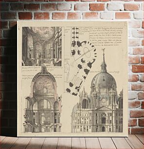 Πίνακας, Three Views and a Plan of a Triangular Parish Church (ca. 1750) by Pierre Varin