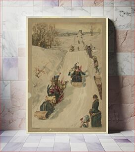 Πίνακας, Tobogganing / Hy Sandham ; aquarelle print by L. Prang & Co