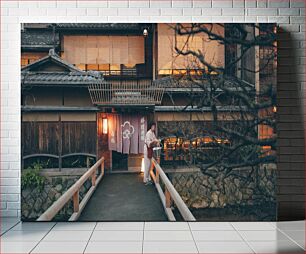 Πίνακας, Traditional Japanese Building with Woman Παραδοσιακό ιαπωνικό κτήριο με γυναίκα