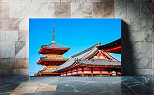 Πίνακας, Traditional Japanese Pagoda Under Blue Sky Παραδοσιακή ιαπωνική παγόδα κάτω από τον γαλάζιο ουρανό