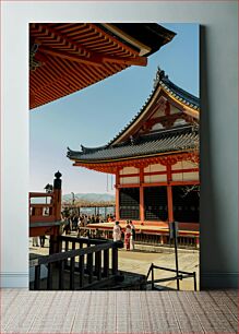 Πίνακας, Traditional Japanese Temple with Visitors Παραδοσιακός ιαπωνικός ναός με επισκέπτες