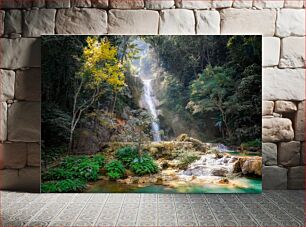 Πίνακας, Tranquil Waterfall in Forest Ήρεμος καταρράκτης στο δάσος