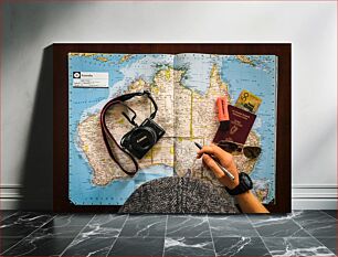 Πίνακας, Travel Planning on a Map of Australia Σχεδιασμός ταξιδιού σε χάρτη της Αυστραλίας