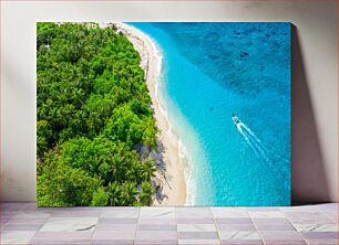 Πίνακας, Tropical Beach with Lush Greenery Τροπική παραλία με καταπράσινο τοπίο