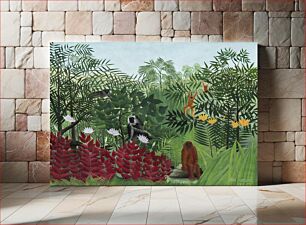 Πίνακας, Tropical Forest with Monkeys (1910) by Henri Rousseau