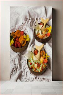 Πίνακας, Tropical Fruit Bowls with Mermaid Theme Μπολ τροπικών φρούτων με θέμα τη γοργόνα