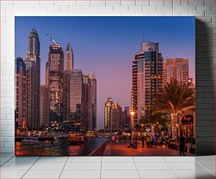 Πίνακας, Twilight Cityscape with Skyscrapers and Waterfront Twilight Cityscape με ουρανοξύστες και προκυμαία