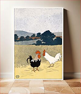 Πίνακας, Two roosters in a field (1898) by Edward Penfield