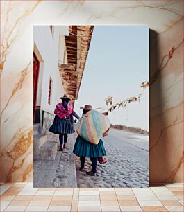 Πίνακας, Two Women Walking in a Village Δύο γυναίκες που περπατούν σε ένα χωριό