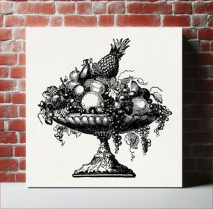 Πίνακας, Typographic ornament of a bowl of fruit (1875) vintage icon