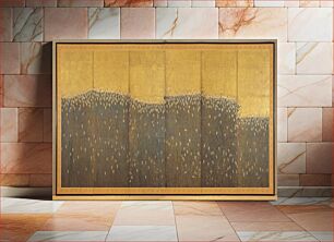 Πίνακας, Unsigned; thick field of barley painted against a gold leaf background