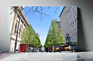 Πίνακας, Urban Cityscape with Trees and Art Display Αστικό αστικό τοπίο με δέντρα και έκθεση τέχνης