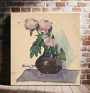 Πίνακας, Vase with peonies, Konstantin Kövári Kačmarik